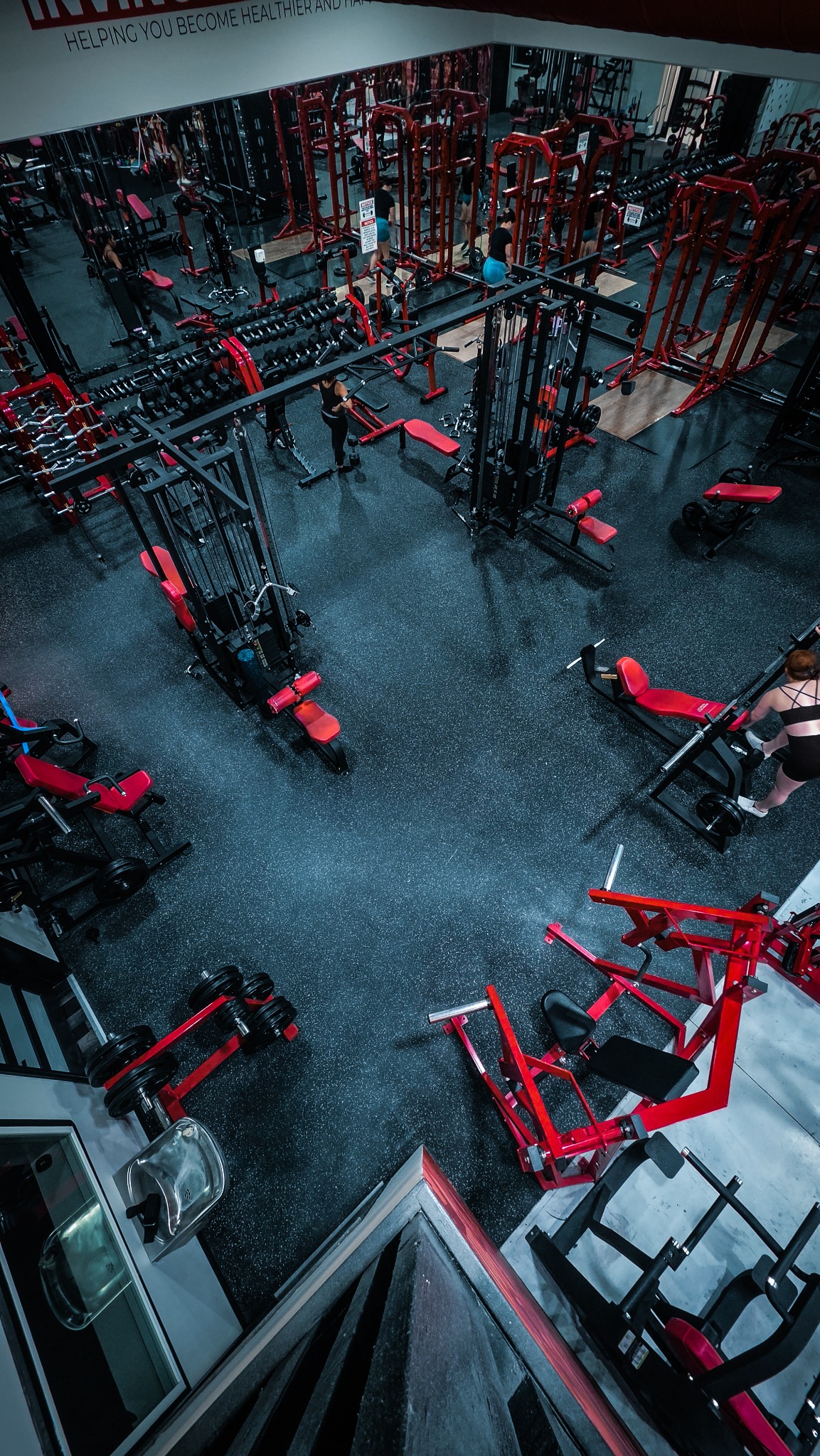 Invincible Fitness 2920 gym floor with strength equipment